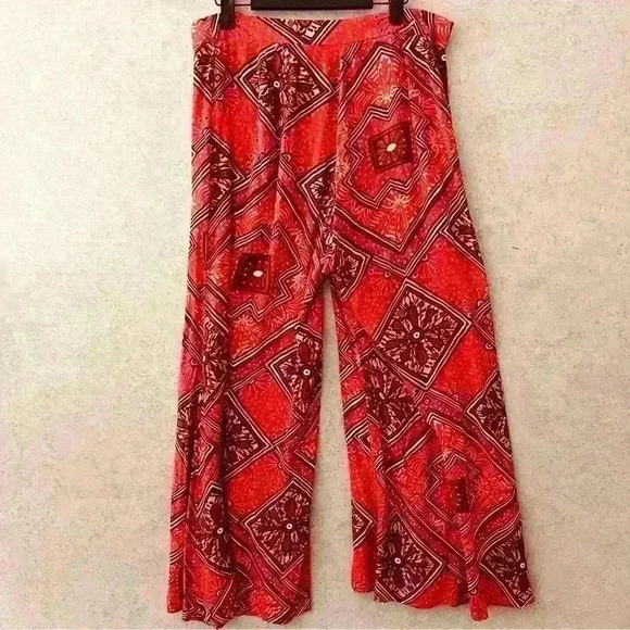 ANTHROPOLOGIE WIDE LEG COLORFULLY DETAILED FLOWING BOHO HIPSTER.SIZE 6 - Picture 7 of 10